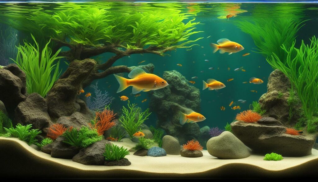 120 litre fish tank with colorful fish