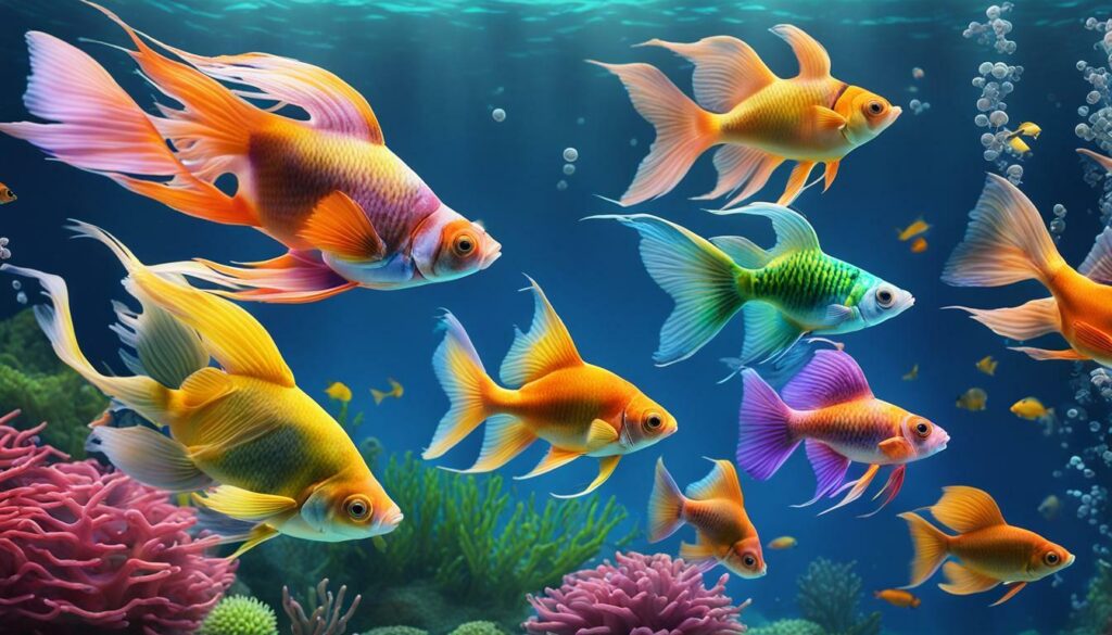 Aquarium fish at top of water