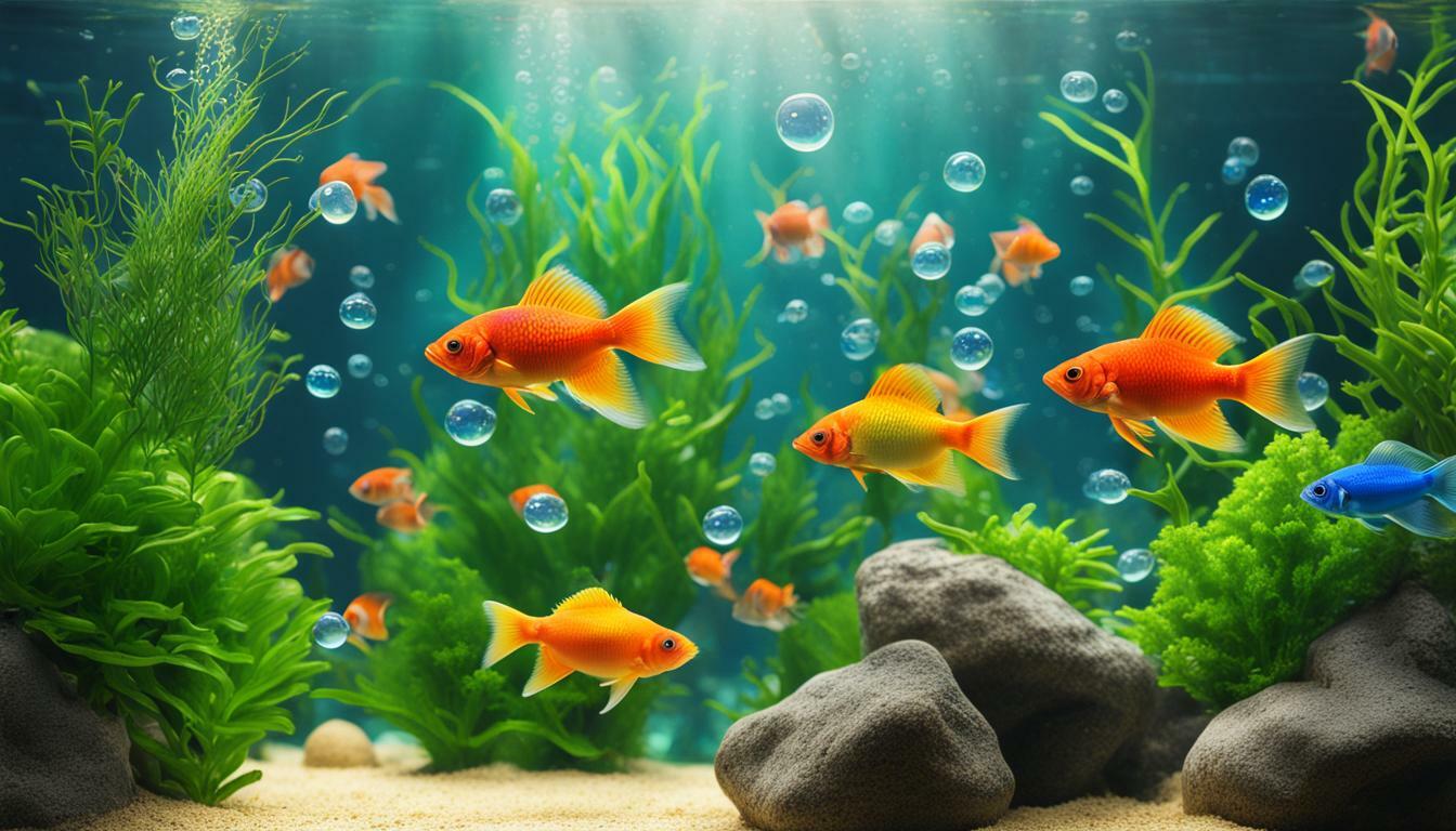 Aquarium fish swimming in a clean and healthy tank