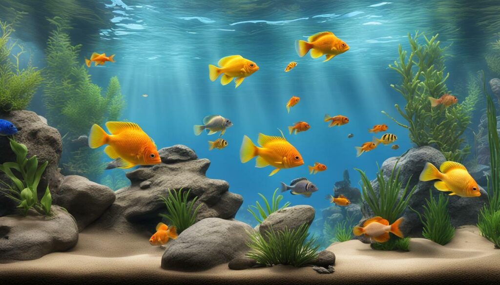 Cichlids in a 90 gallon aquarium