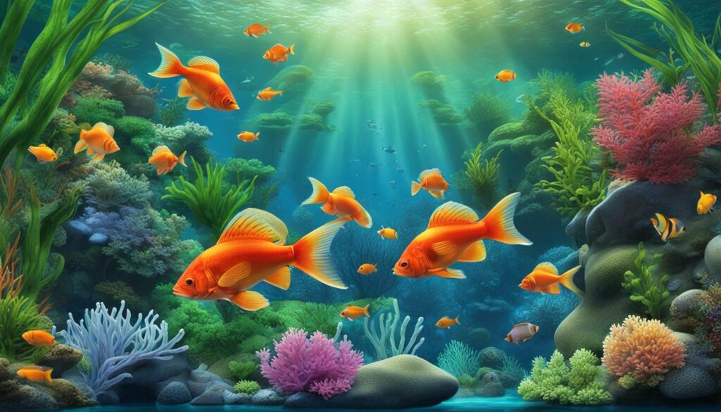Fish swimming in a healthy aquarium