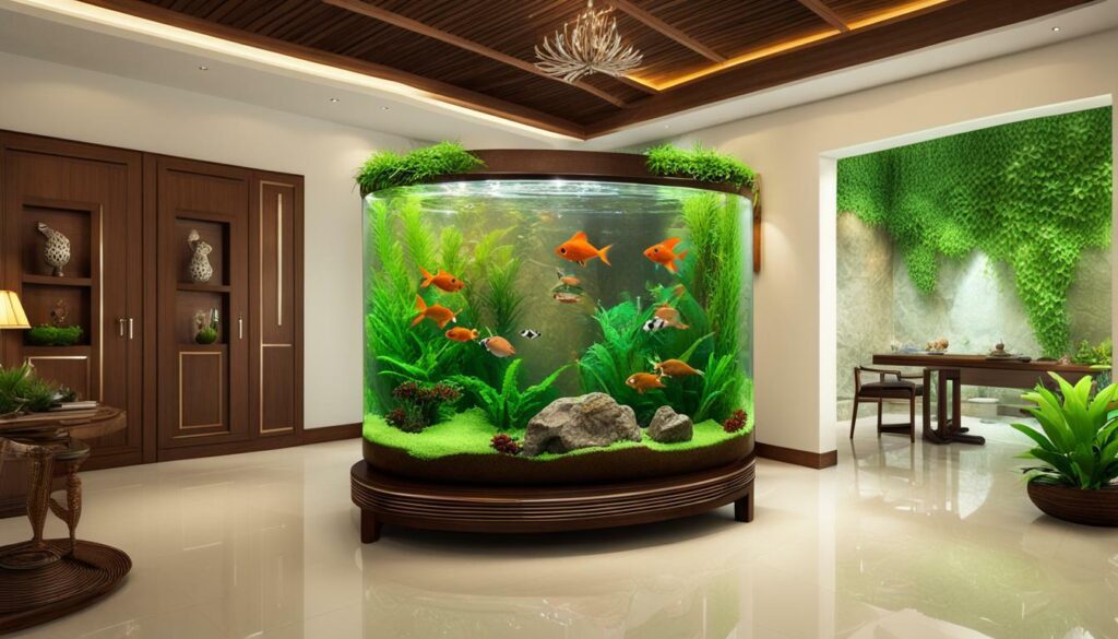 Fish tank as centerpiece of a room