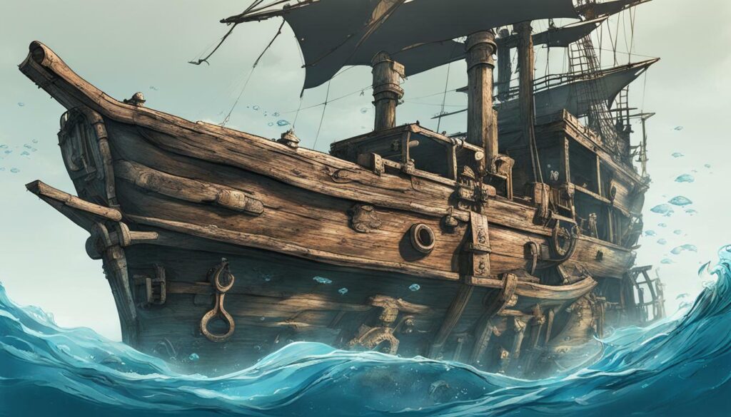 Fish tank with pirate shipwreck decoration