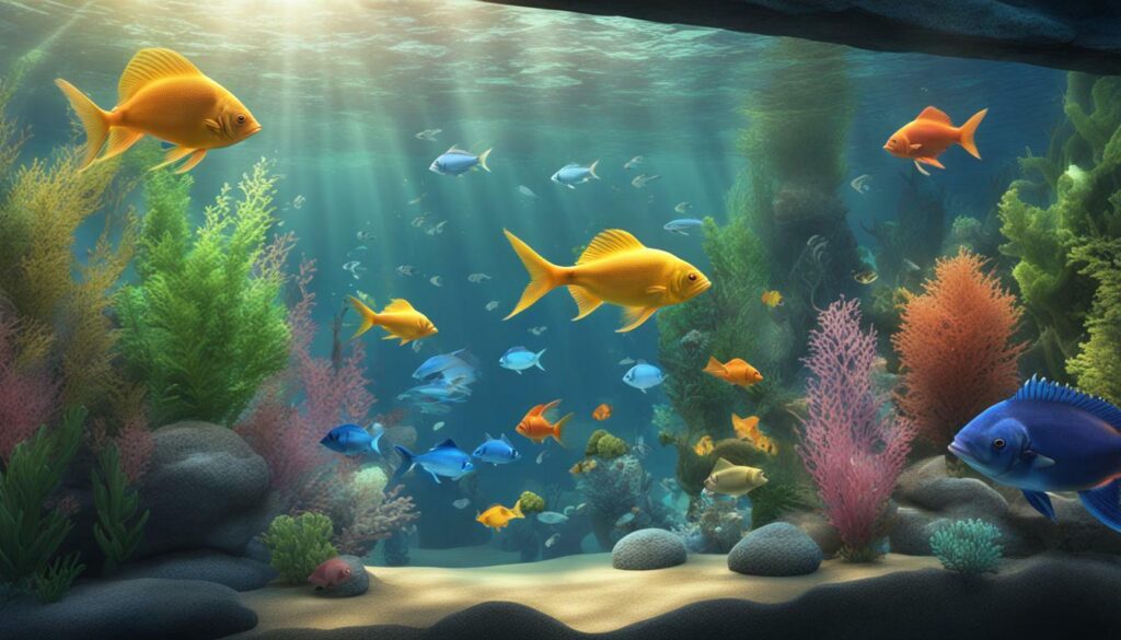 Relaxing music in a fish aquarium