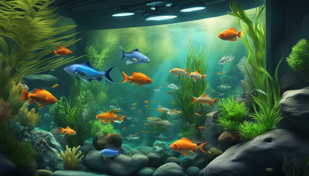 fish swimming in a natural-looking aquarium